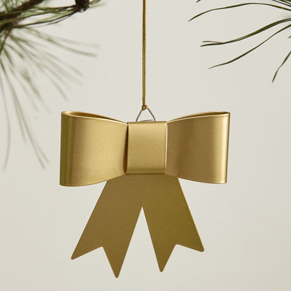 Gold Metal Bow Christmas Tree Ornament