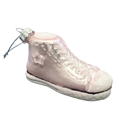 Pink High Top Sneaker Glass Christmas Tree Ornament