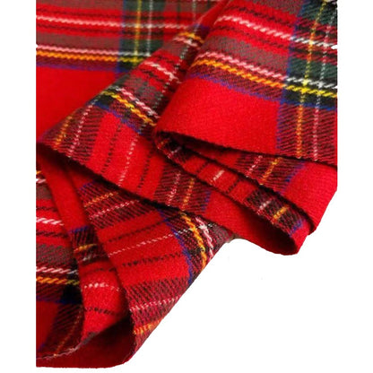Red Tartan Plaid Scarf with Fringe