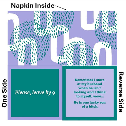 Humorous Double Sided Cocktail Napkins (Please Leave | Lucky Husband)