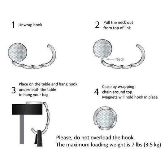 Bling Folding Table Purse Bag Hook Hanger (Black)