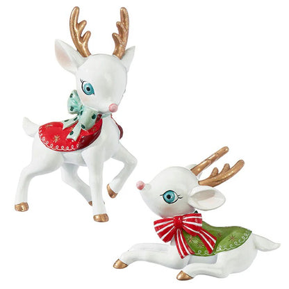 Christmas Retro Reindeer Figurine (set of 2)