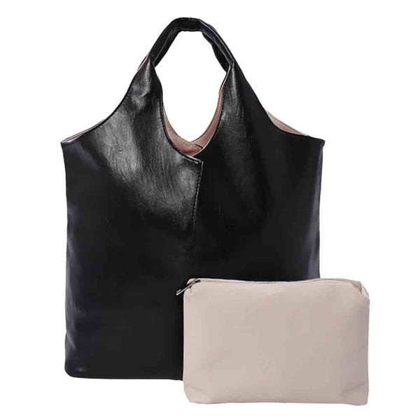 Reversible Purse Tote and Pouch Bag Set (Black) – Salty Home