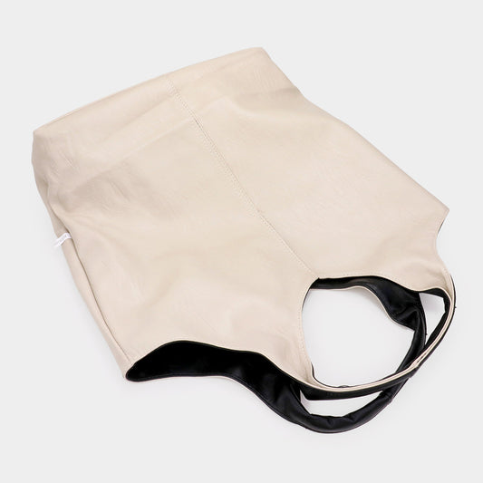 Reversible Purse Tote and Pouch Bag Set (Black)