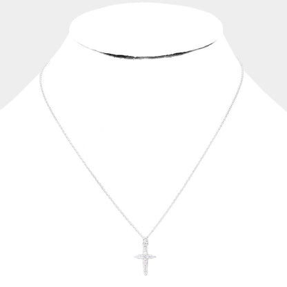 Rhinestone Cross Pendant Necklace | Salty Home