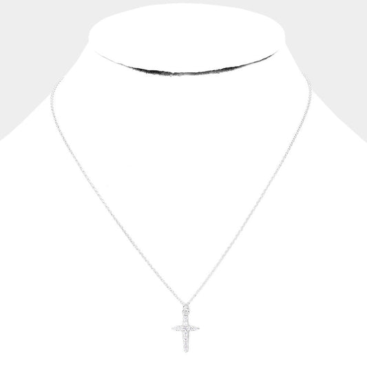 Rhinestone Cross Pendant Necklace | Salty Home