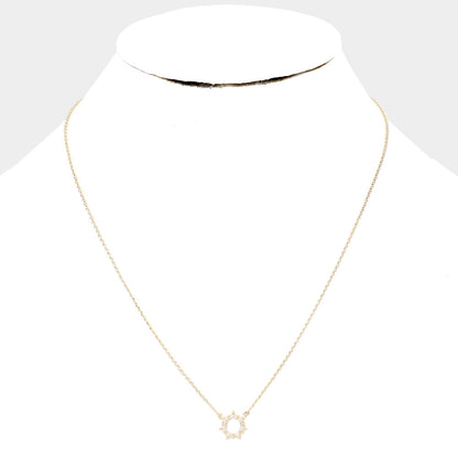 Metal Sun Pendant Necklace (assorted finishes)