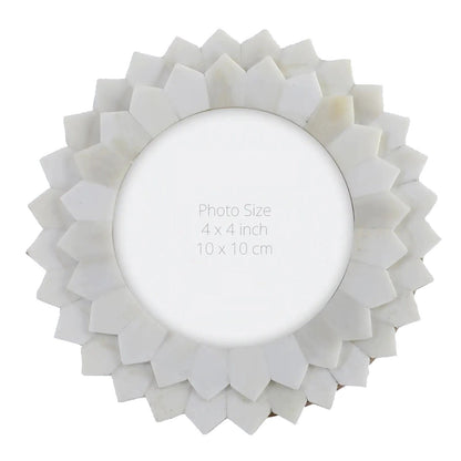 White Round Inlay Picture Frame (4 x 4)