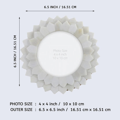 White Round Inlay Picture Frame (4 x 4)