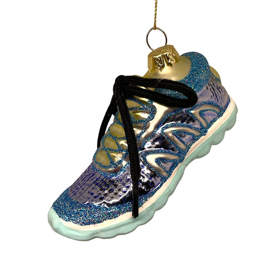 Running Shoe Sneaker Glass Christmas Tree Ornament
