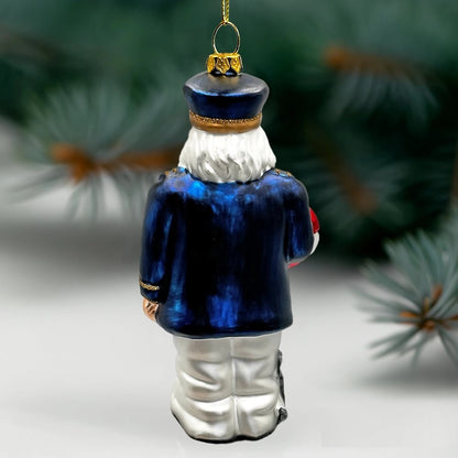 Ship Captain Santa Glass Christmas Tree Ornament