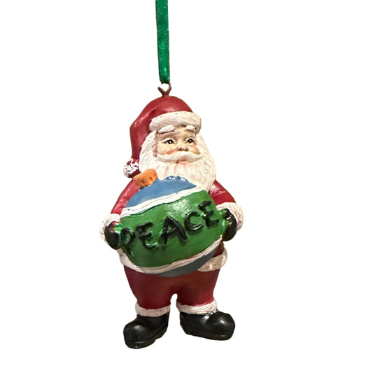 Santa with Peace Ball Christmas Tree Ornament