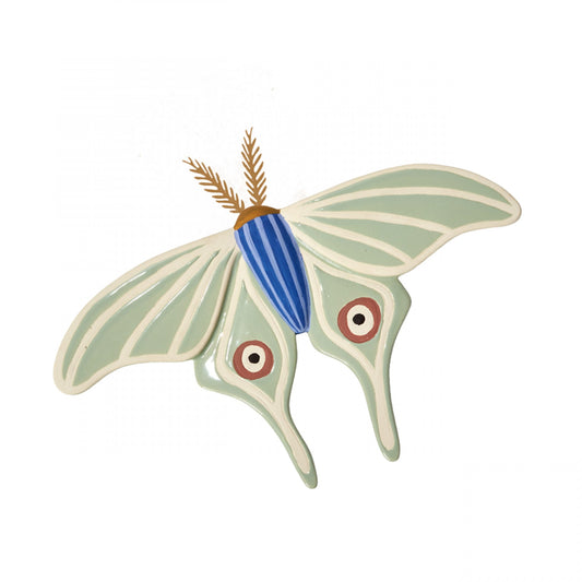 Sculpted Moth Wall Art (White Green Butterfly)