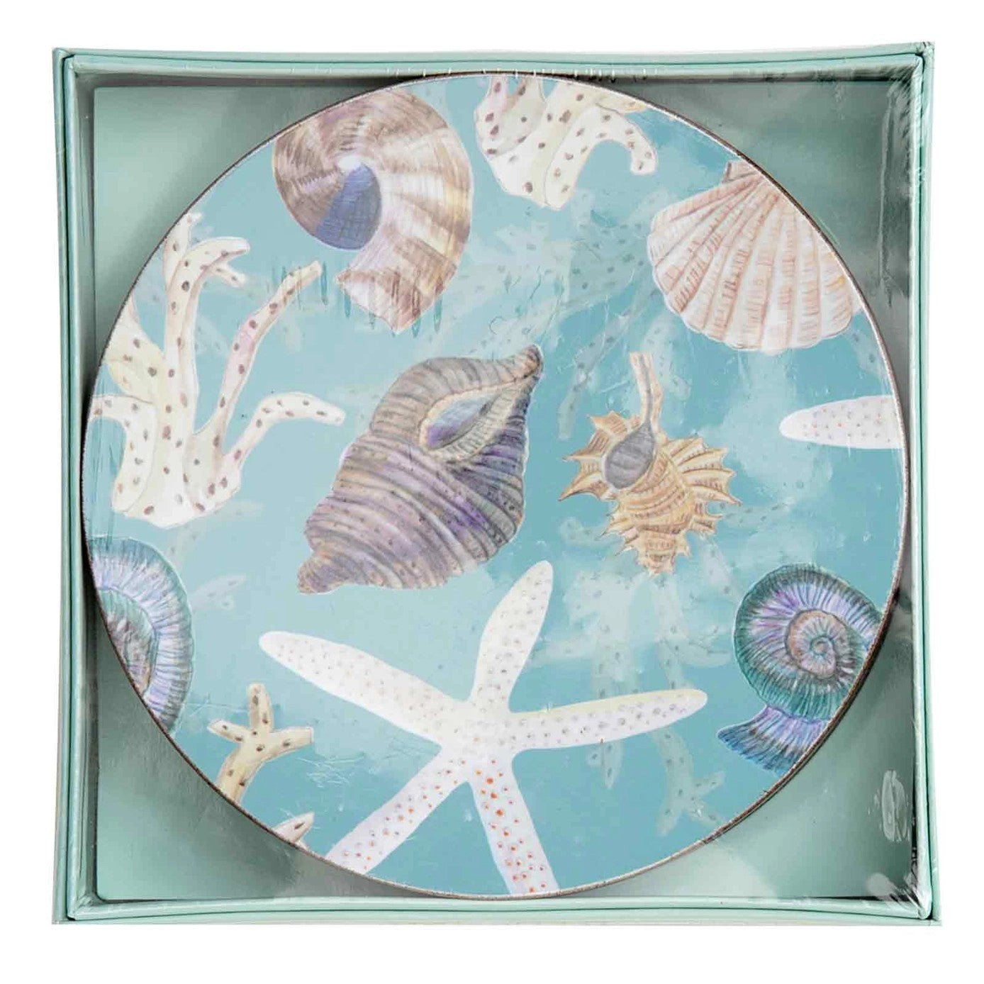 Shell Rim Coasters Sea Shell Treasures Round Coasters, Set of 4 – Salty Home