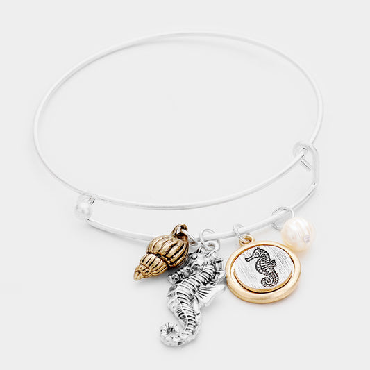 Seahorse Pearl Charm Bracelet