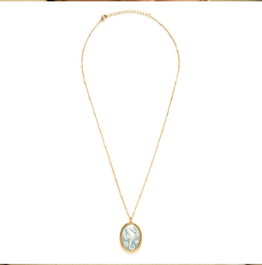 Seahorse Cameo Necklace