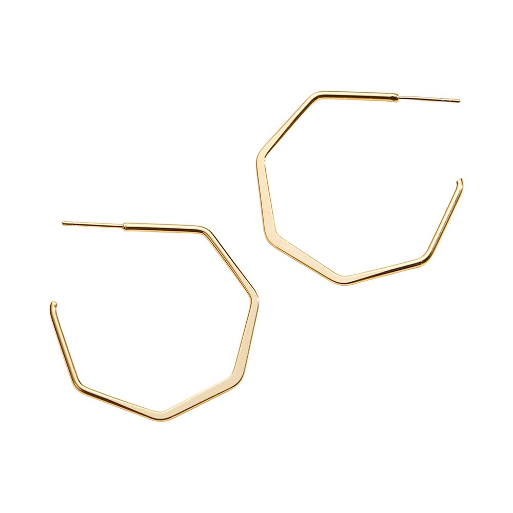 18K Dipped Geometric Open Hexagon Hoop Earrings