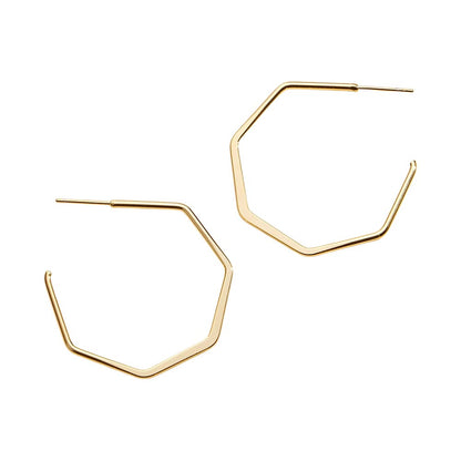 18K Dipped Geometric Open Hexagon Hoop Earrings
