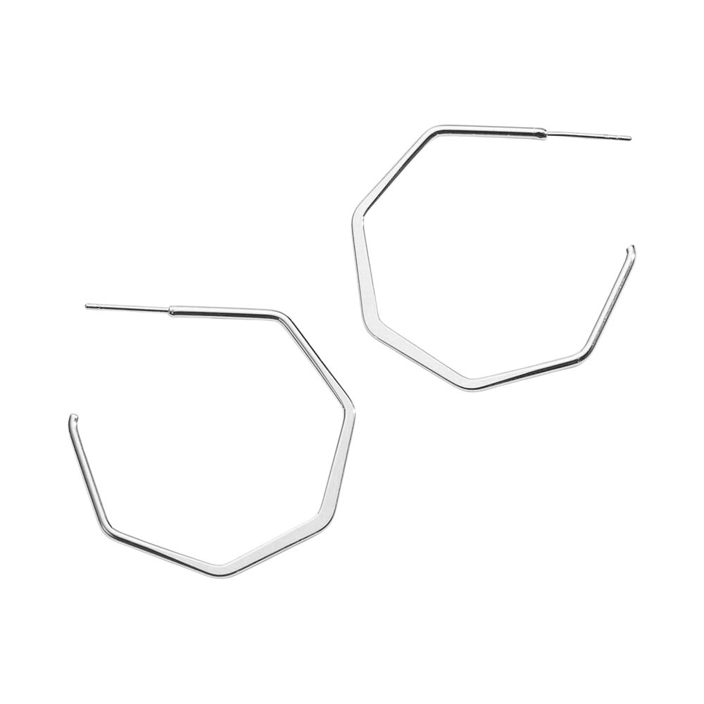 18K Dipped Geometric Open Hexagon Hoop Earrings