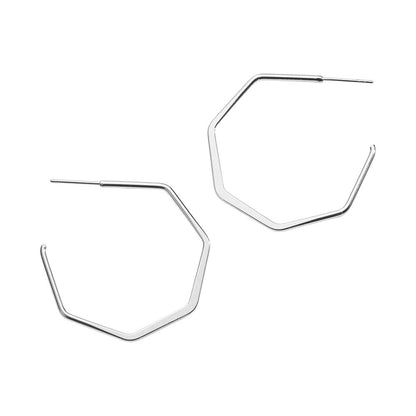 18K Dipped Geometric Open Hexagon Hoop Earrings