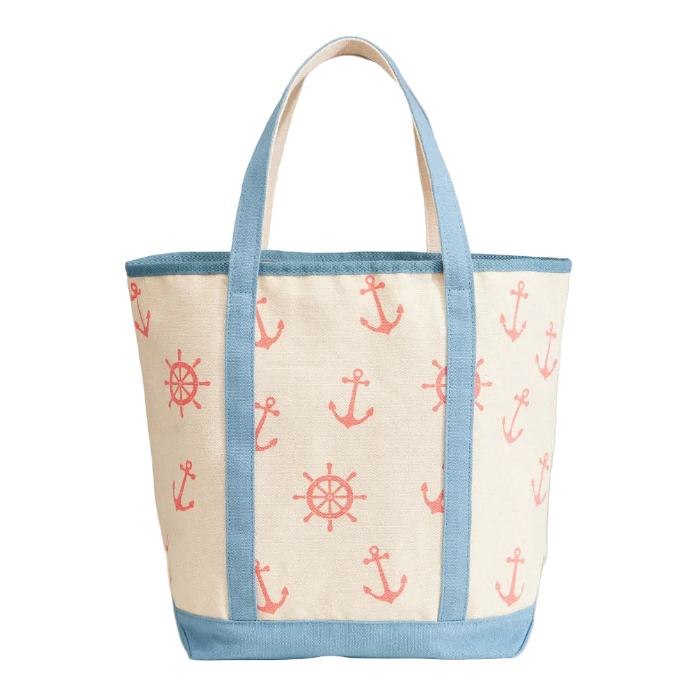 Tote bag with nautical patterns on a white background