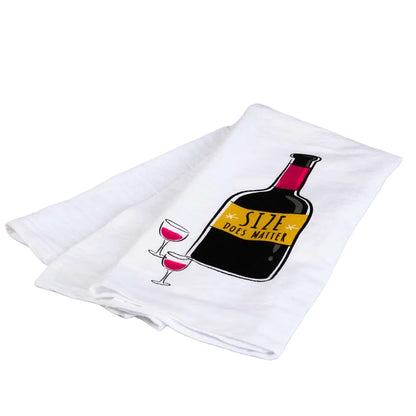 “Size Does Matter” Wine Bar Towel – Cheeky Flour Sack Kitchen Towel