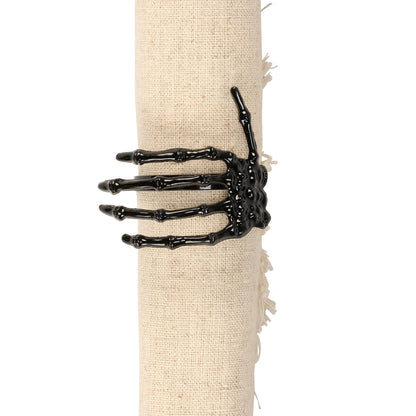 Black Metal Skeleton Hand Napkin Rings (set of 4)