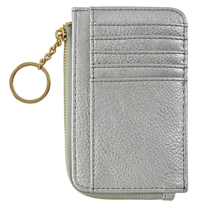 Small But Mighty Faux Leather Card Holder Wallet with Key Ring