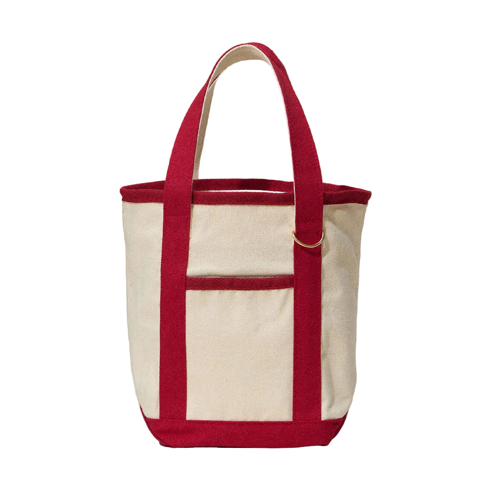Red Natural Small Canvas Tote Boat Bag