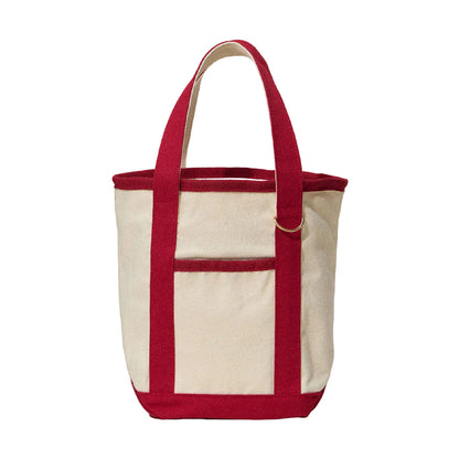 Red Natural Small Canvas Tote Boat Bag