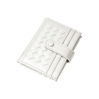Silver textured wallet with a button on a white background