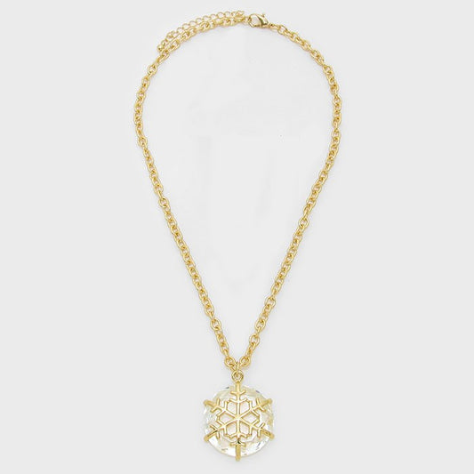 Layered Snowflake Pendant Necklace