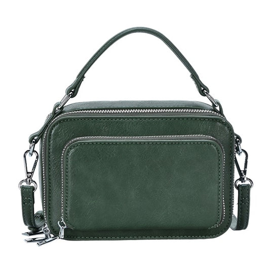 Solid Hunter Green Faux Leather Rectangle Tote/Crossbody Bag/Purse/Handbag