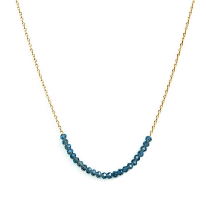 Delicate Crystal Accented Gold Necklace (Navy Blue)