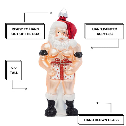 Stiff Package Naked Santa Christmas Tree Ornament