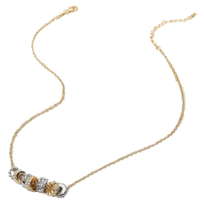 Pave Multi Ring Charm Pendant Necklace