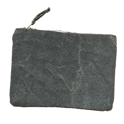 Stonewashed Canvas with Leather Tassel Zippered Bag (assorted colors)