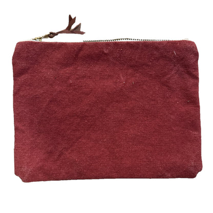 Stonewashed Canvas with Leather Tassel Zippered Bag (assorted colors)