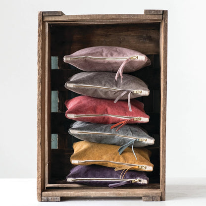 Stonewashed Leather Tasseled Zippered Pouch, Bag, Wallet, Clutch (assorted colors)