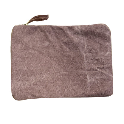 Stonewashed Canvas with Leather Tassel Zippered Bag (assorted colors)
