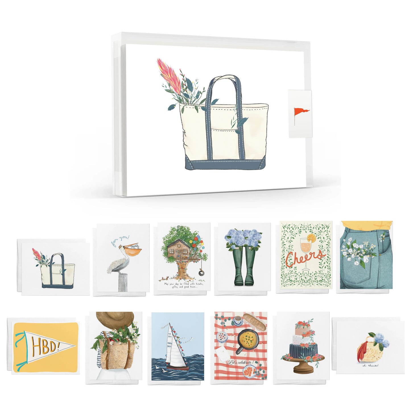 Preppy Summer Days Greeting Cards (Set of 12)