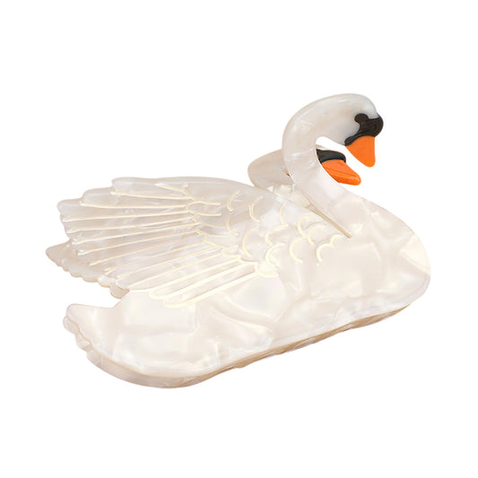 White Swan Claw Hair Clip