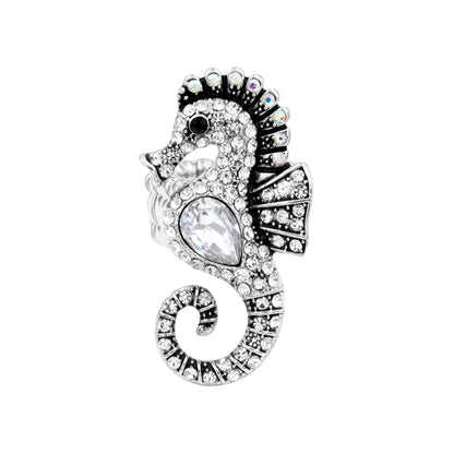 Rhinestone Accented Seahorse Stretch Ring