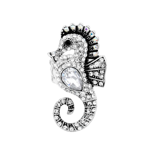 Rhinestone Accented Seahorse Stretch Ring