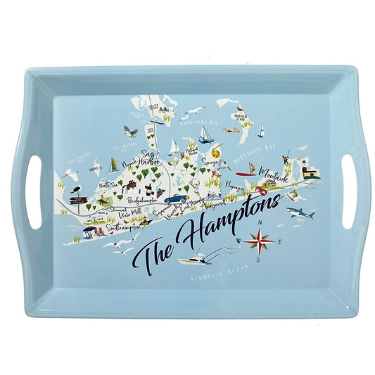 The Hamptons Local Map Serving Butler Tray with Handles