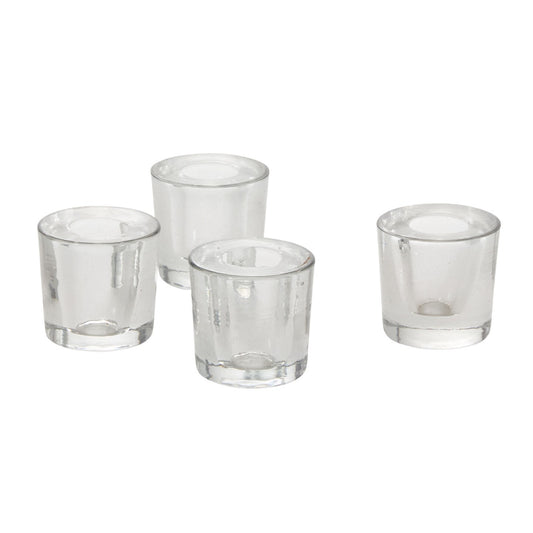 Clear Glass Token Taper Candleholder (Set of 4)