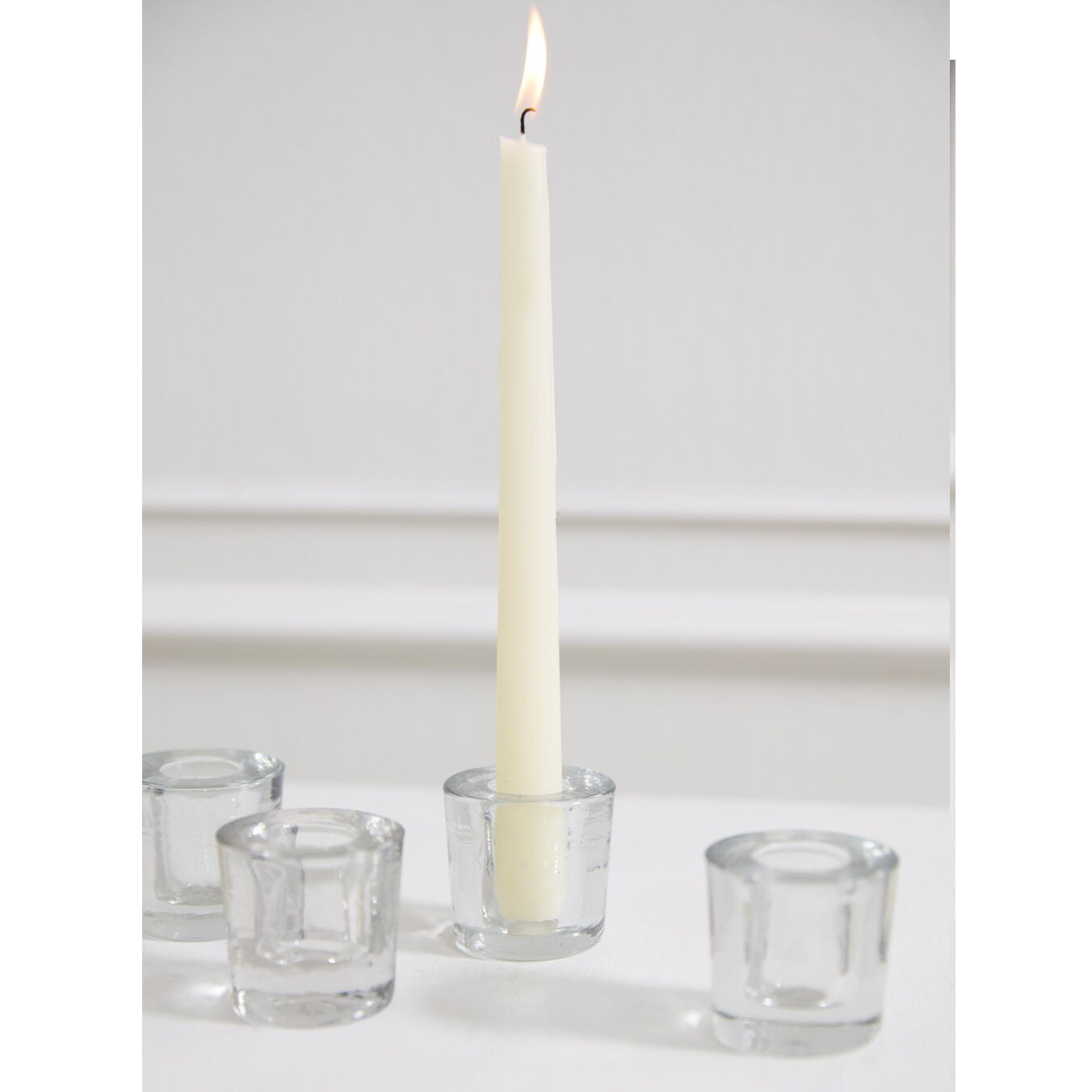 Clear Glass Token Taper Candleholder (Set of 4)