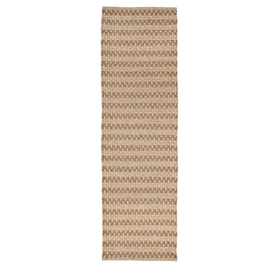 Liora Manne Mirage Tweed Natural 2' x 8' runner with a textured beige and tan weave. A versatile indoor/outdoor rug for halls, kitchens and patios.