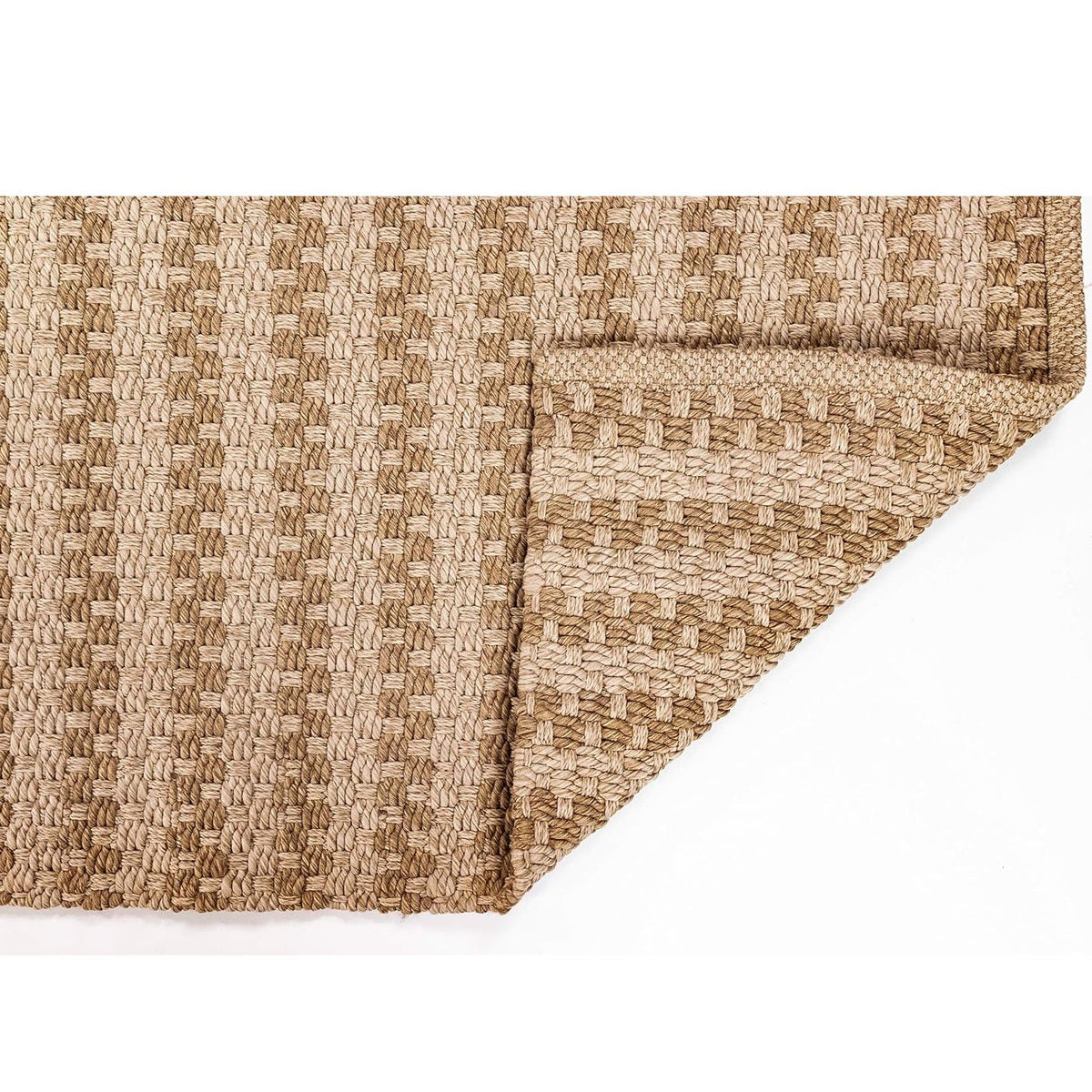 Liora Manne Mirage Tweed Natural rug with a textured beige and tan weave. A versatile indoor/outdoor rug for halls, kitchens and patios.