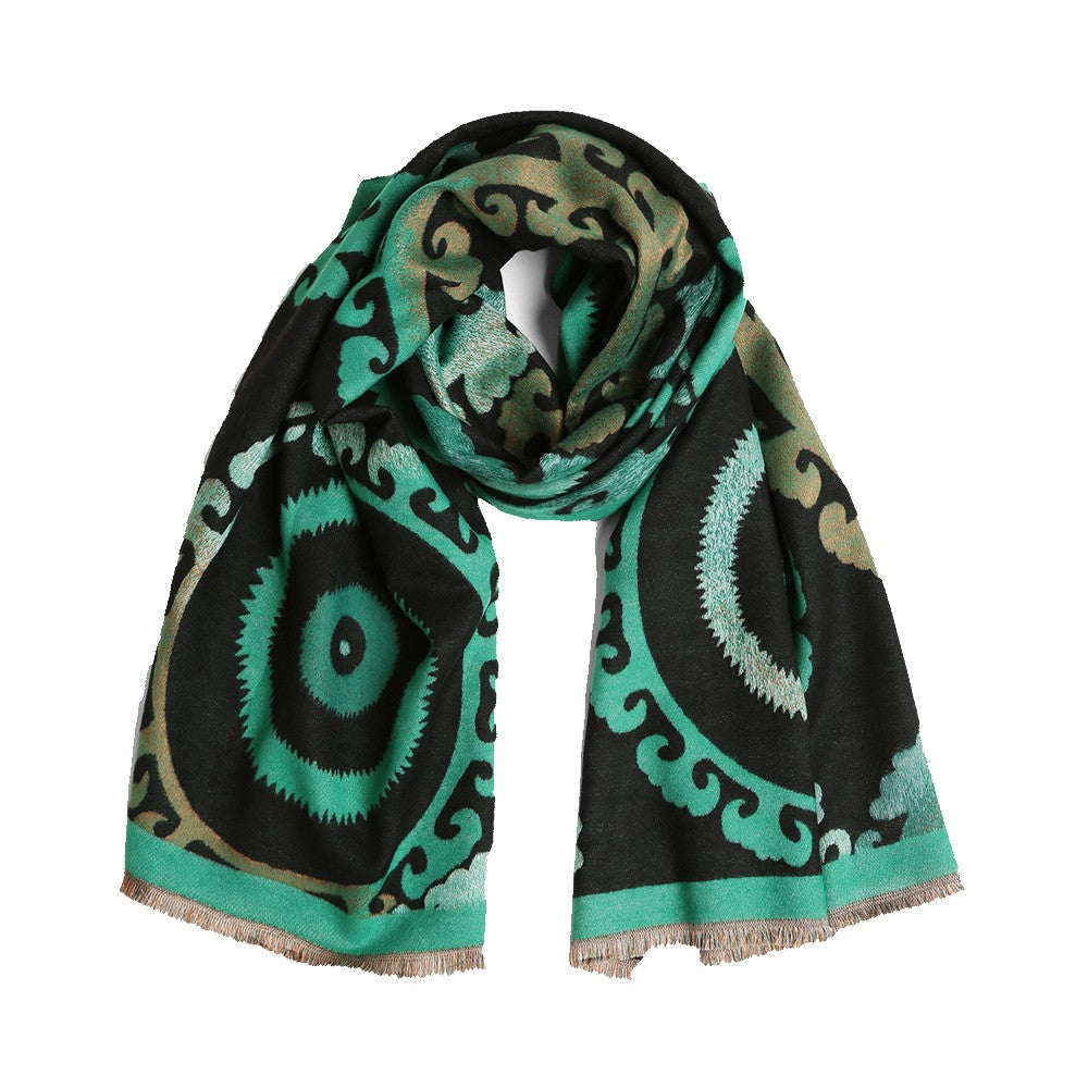 Tribal Suzani Oblong Scarf (Green)